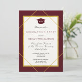 Elegante Classic burgundy Gold Graduierungsparty Einladung (Stehend Vorderseite)