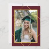 Elegante Classic burgundy Gold Graduierungsparty Einladung (Rückseite)