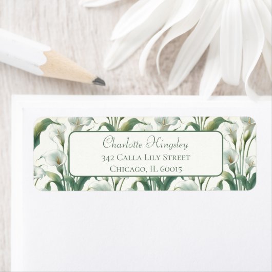 Elegante Classic Calla Lily Hübsche Rücksendeadres (Insitu)