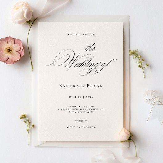 Elegante Classic Calligraphy Chic Wedding Einladung