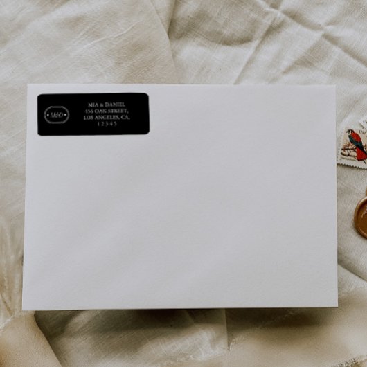 Elegante Classic Chic Black Monogram Rücksendeadre