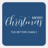 Elegante Classic Clean Midnight Blue Christmas Quadratischer Aufkleber (Vorderseite)
