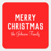 Elegante Classic Clean Red Christmas Quadratischer Aufkleber (Vorderseite)