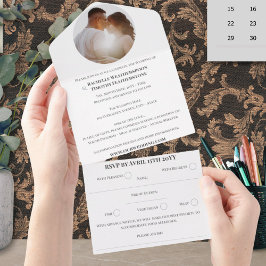 Elegante Classic Color 1 Foto Monogram Wedding All In One Einladung