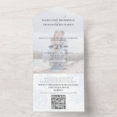 Elegante Classic Dusty Blue QR Code Floral UAWG All In One Einladung (Innen Boden)