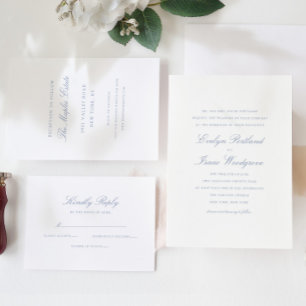 Elegante Classic Dusty Blue Wedding Einladung
