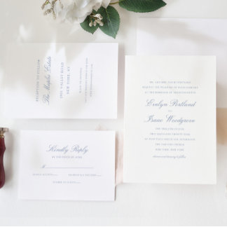Elegante Classic Dusty Blue Wedding Einladung