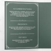 Elegante Classic Dusty Green Monogram Wedding Dreifach Gefaltete Einladung (Innen Erste Seite)