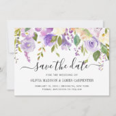 Elegante Classic Dusty Lila Violet Floral Wedding Save The Date (Vorderseite)