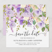 Elegante Classic Dusty Lila Violet Floral Wedding Save The Date (Vorne/Hinten)