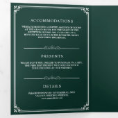 Elegante Classic Emerald Green Monogram Wedding Dreifach Gefaltete Einladung (Innen Erste Seite)