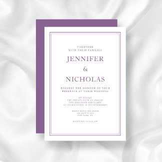 Elegante Classic Formal French Lilac Wedding Einladung
