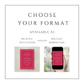 Elegante Classic Formal Magenta Red Wedding Einladung