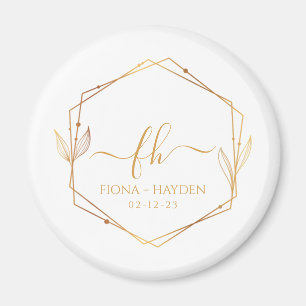 Elegante Classic Gold Mit Monogramm erste Hochzeit Magnet