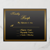 Elegante Classic Gold Script Wedding RSVP Card Folie Einladungspostkarte (Vorderseite)