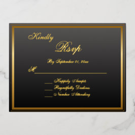 Elegante Classic Gold Script Wedding RSVP Card Folie Einladungspostkarte