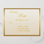 Elegante Classic Gold Script Wedding RSVP Card Folie Einladungspostkarte (Vorderseite)