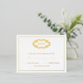 Elegante Classic Gold Wappen Monogram RSVP Cards Folie Einladungspostkarte (Stehend vorne)