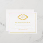 Elegante Classic Gold Wappen Monogram RSVP Cards Folie Einladungspostkarte (Vorderseite/Rückseite)