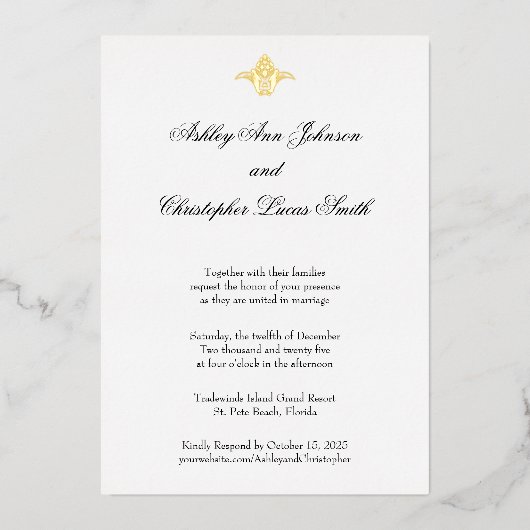 Elegante Classic Golden Foil Einladung (Vorderseite)