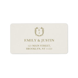 Elegante Classic Golden Monogram Wedding Address Adressaufkleber