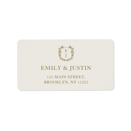 Elegante Classic Golden Monogram Wedding Address Adressaufkleber (Vorne)