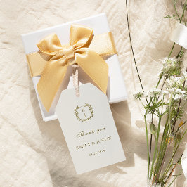 Elegante Classic Golden Monogram Wedding Vielen Da Geschenkanhänger