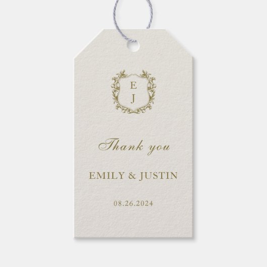 Elegante Classic Golden Monogram Wedding Vielen Da Geschenkanhänger (Vorderseite)