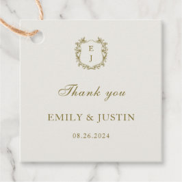 Elegante Classic Golden Monogram Wedding Vielen Da Geschenkanhänger