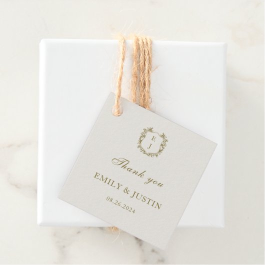 Elegante Classic Golden Monogram Wedding Vielen Da Geschenkanhänger (Beispiel)