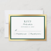 Elegante Classic Imitate Gold Emerald Green RSVP C Karte (Vorderseite)