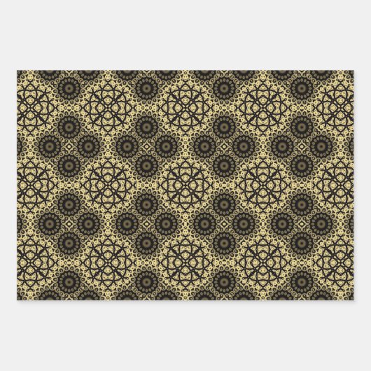 Elegante Classic Imitate Gold und Schwarz Muster Geschenkpapier Set (Vorderseite 3)