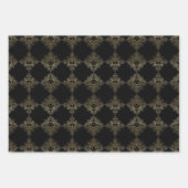 Elegante Classic Imitate Gold und Schwarz Muster Geschenkpapier Set (Vorderseite 2)