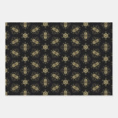 Elegante Classic Imitate Gold und Schwarz Muster Geschenkpapier Set (Vorderseite)