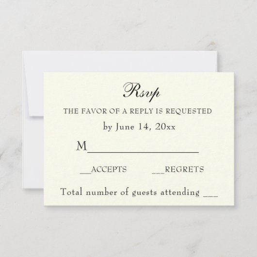 Elegante Classic Ivory Wedding Classic RSVP Card (Vorderseite)