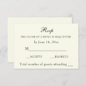 Elegante Classic Ivory Wedding Classic RSVP Card (Vorne/Hinten)