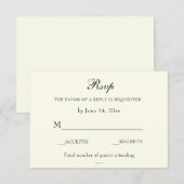 Elegante Classic Ivory Wedding Classic RSVP Card Karte (Vorne/Hinten)