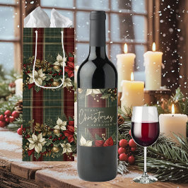 Elegante Classic Kariert Gold Orangen Weinetikett