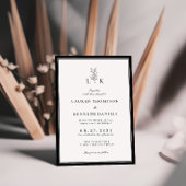 Elegante Classic Leaf Monogram Wedding Einladung