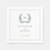 Elegante Classic Light Blue Boho Monogram Wedding Serviette (Vorderseite)