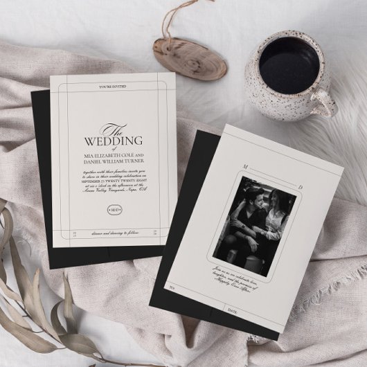 Elegante Classic Luxury Light Gray Monogram Weddin Einladung