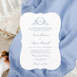 Elegante Classic Monogram Dusty Blue Wedding Einladung