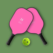 Elegante Classic Monogram Hot Pink Personal Pickleball Schläger