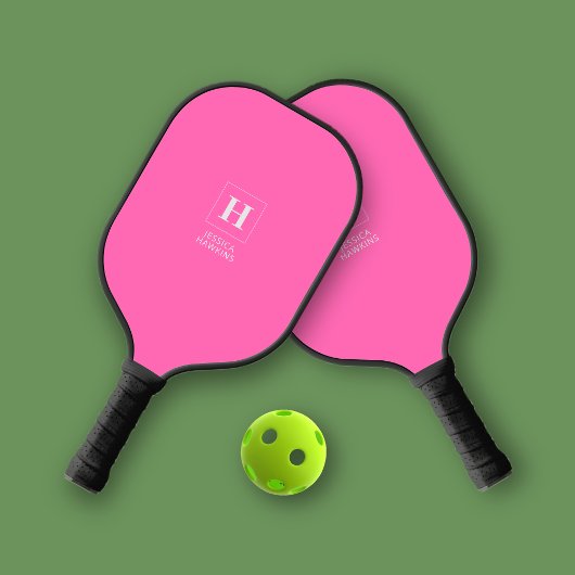Elegante Classic Monogram Hot Pink Personal Pickleball Schläger