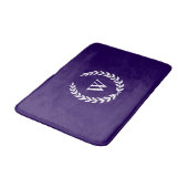 Elegante Classic Monogram Navy Blue Bath Mat Badematte (Schrägansicht)