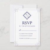 Elegante Classic Navy Blue Wedding RSVP Card Karte (Vorderseite)