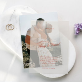 Elegante Classic Red & Deep Blue Wedding Pergament Einladungen