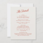 Elegante Classic Red & Ivory Wedding Details Card Einladung (Vorderseite)