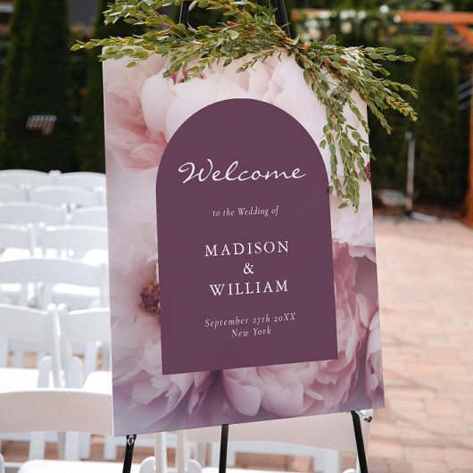 Elegante Classic Regal Lila Peonies Arch Wedding Poster