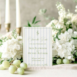 Elegante Classic Sage Green Save the Date Card